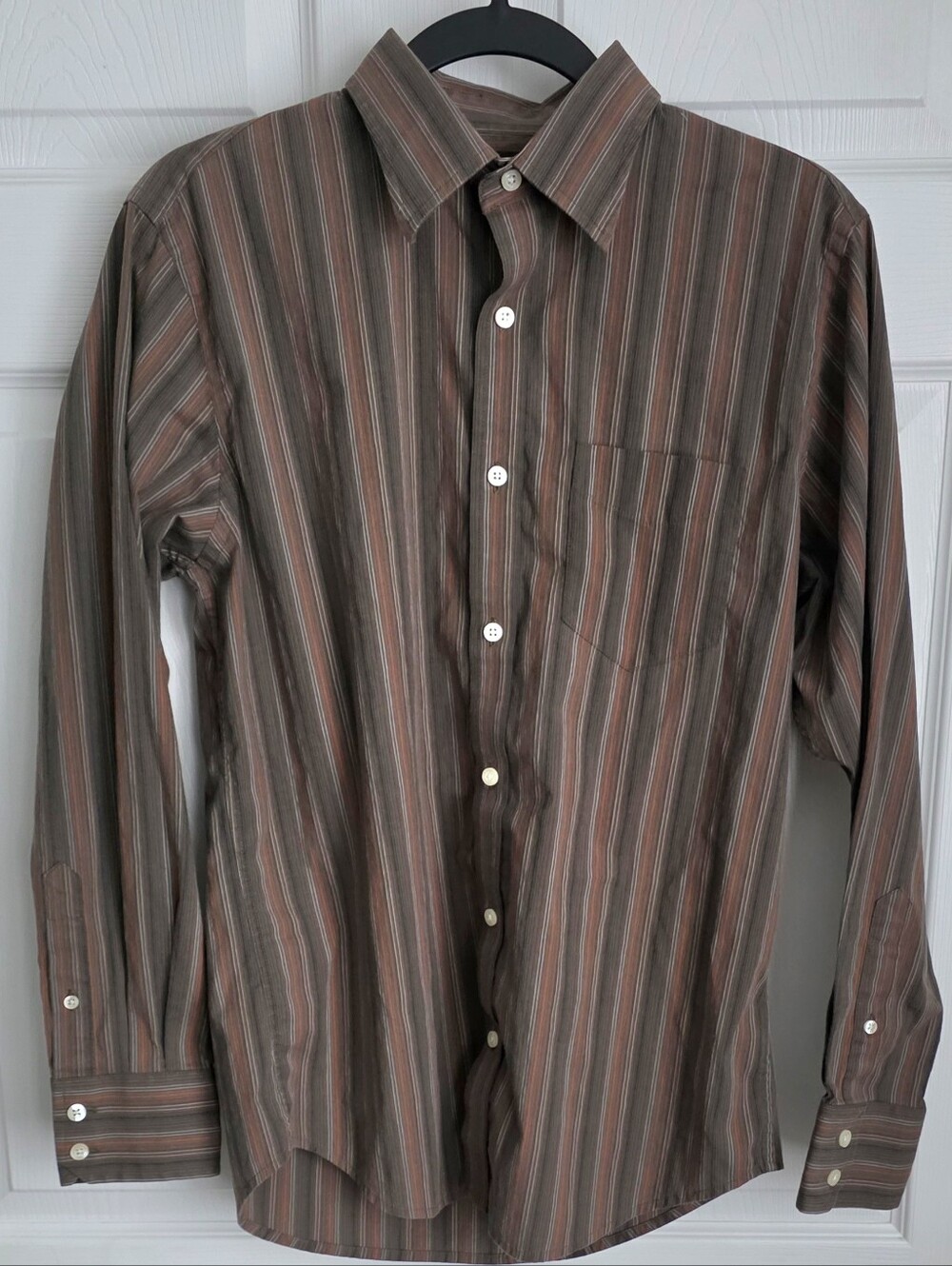 Vintage Dockers Striped Long Sleeve Button Down Shirt Small Earth Tone Y2K
